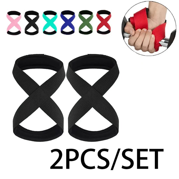 2 pçs acolchoado figura 8 tiras deadlift levantamento de peso tiras de pulso power levantadores treino pull-ups barra horizontal ginásio fitness