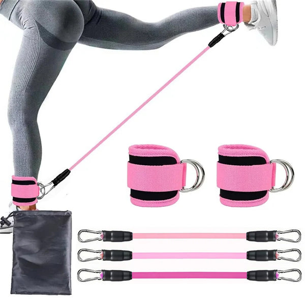 Conjunto de faixas de resistência, equipamentos de exercício de treino, tiras de tornozelo, fitness, yoga, faixas elásticas de fitness para casa, academia, homem e mulher, esporte