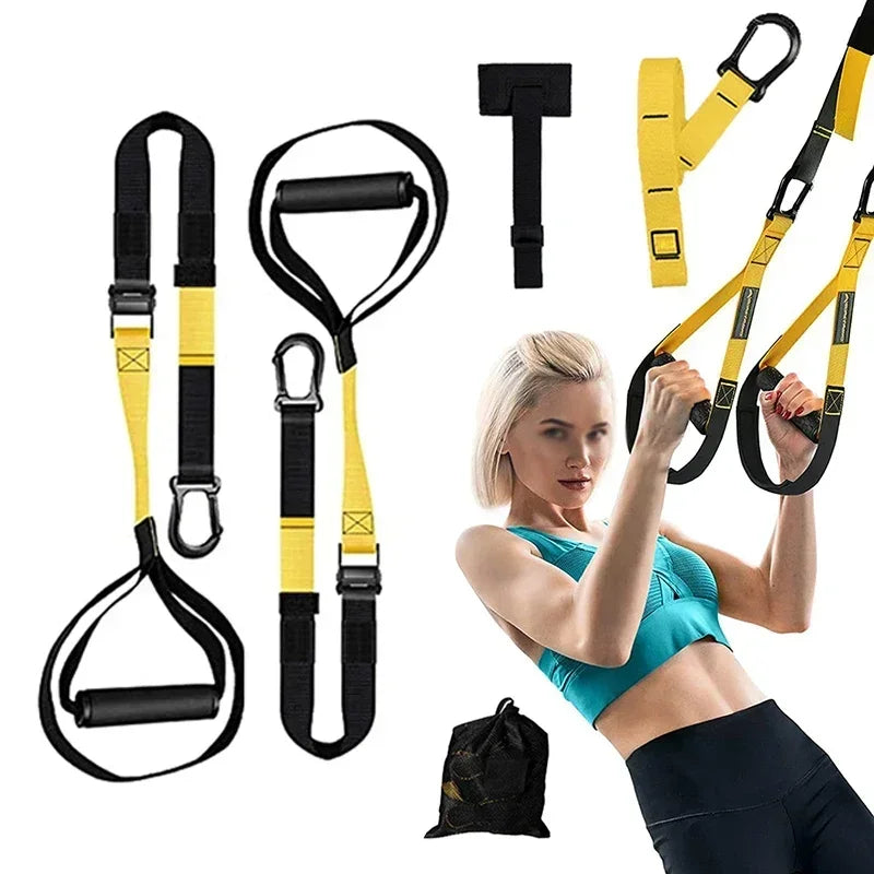 Novo 1 conjunto de cinta de treinamento de suspensão fitness força suspensão de energia trainer yoga cinta montagem na parede profissional trx tensor