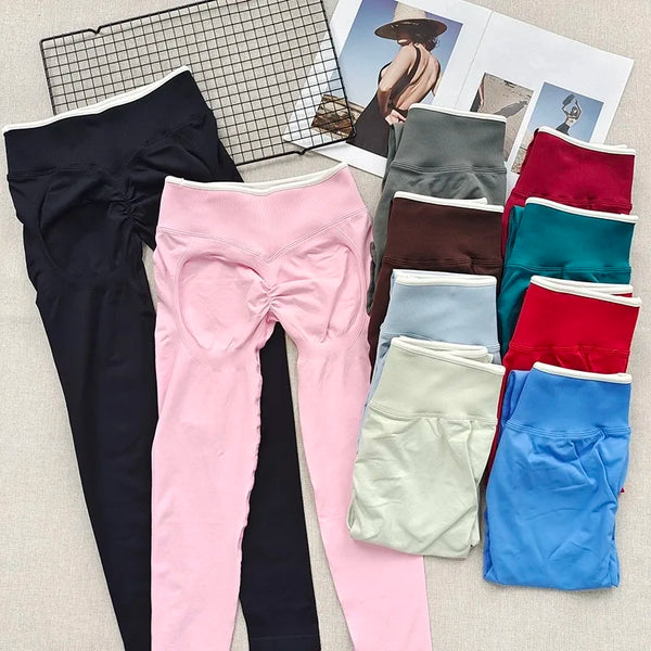 Calças de yoga de bunda de pêssego, calças de fitness de levantamento de bunda de cintura alta para mulheres, leggings apertadas de secagem rápida altamente elásticas para treino