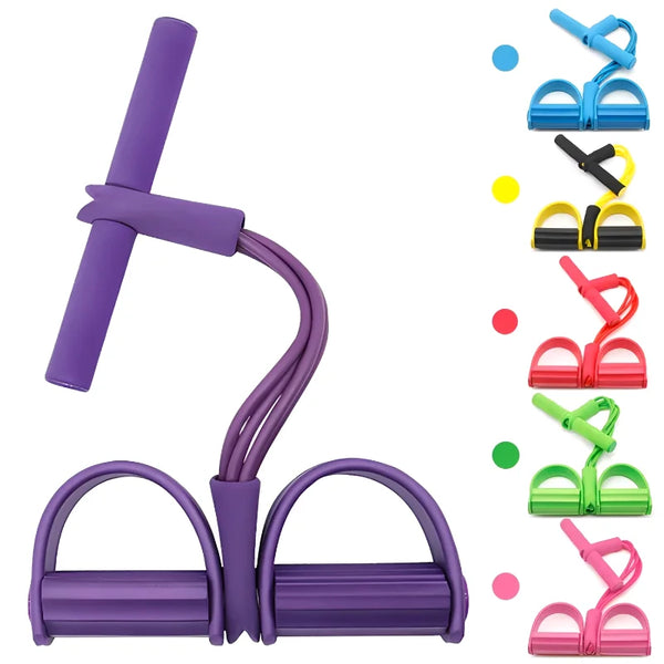 Tensor de pedal de quatro tubos multifuncional, equipamento fitness doméstico, yoga, fortalecimento abdominal, faixa elástica, corda de tensão