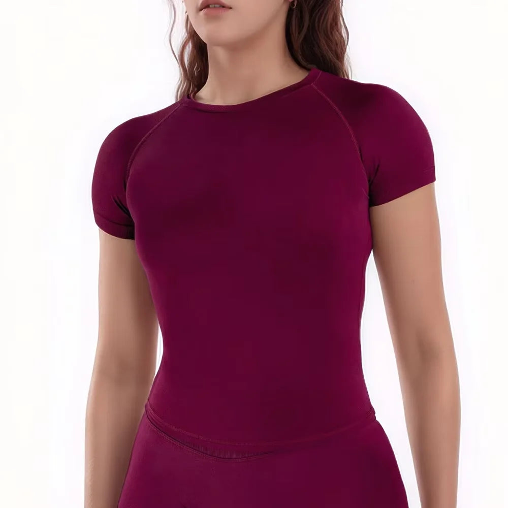 Camisa Esportiva NCLAGEN para Mulheres, Top de Manga Curta para Fitness, Blusa de Yoga para Treino na Academia, Camiseta de Corrida de Secagem Rápida e Respirável, Top Versátil